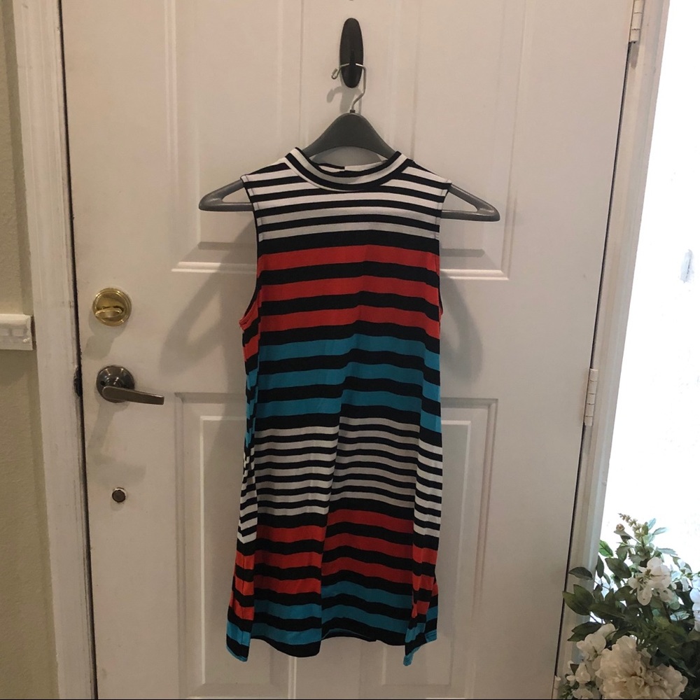 Tiana B sleeveless mock neck stripe dress size 12